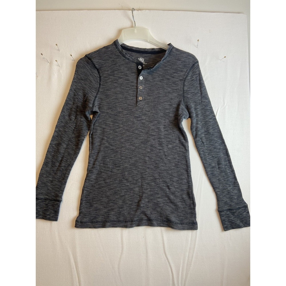 Rock & Republic Men's Med Henley Long Sleeve Shirt Size Gray/Black‎ Pullover